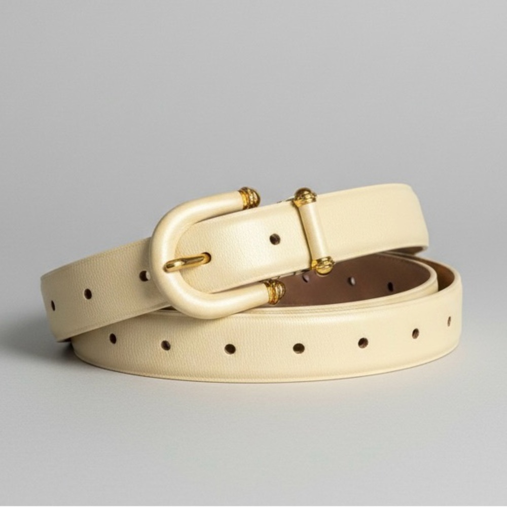 Jones New York Cream Belt with Gold Accents 33” Length